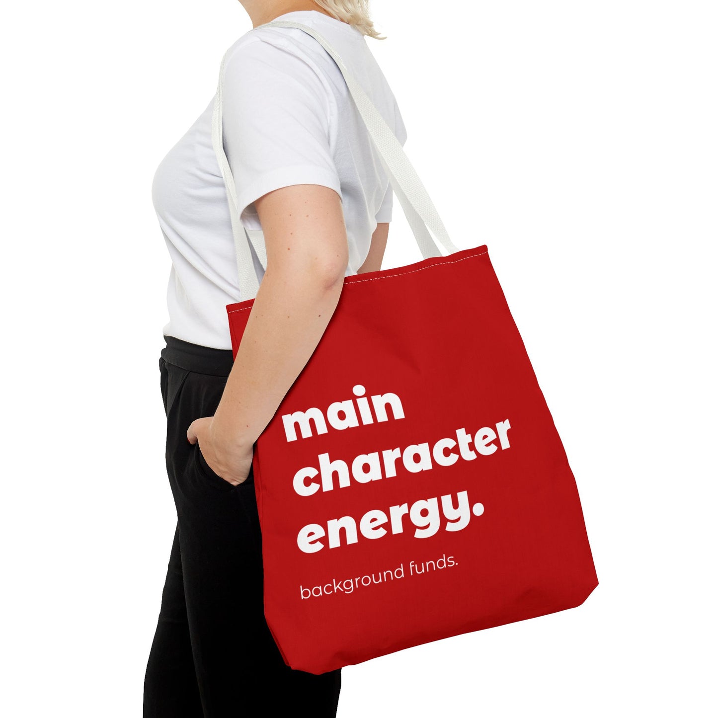 main character energy. tote – red