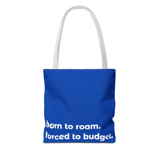 born to roam tote – blue