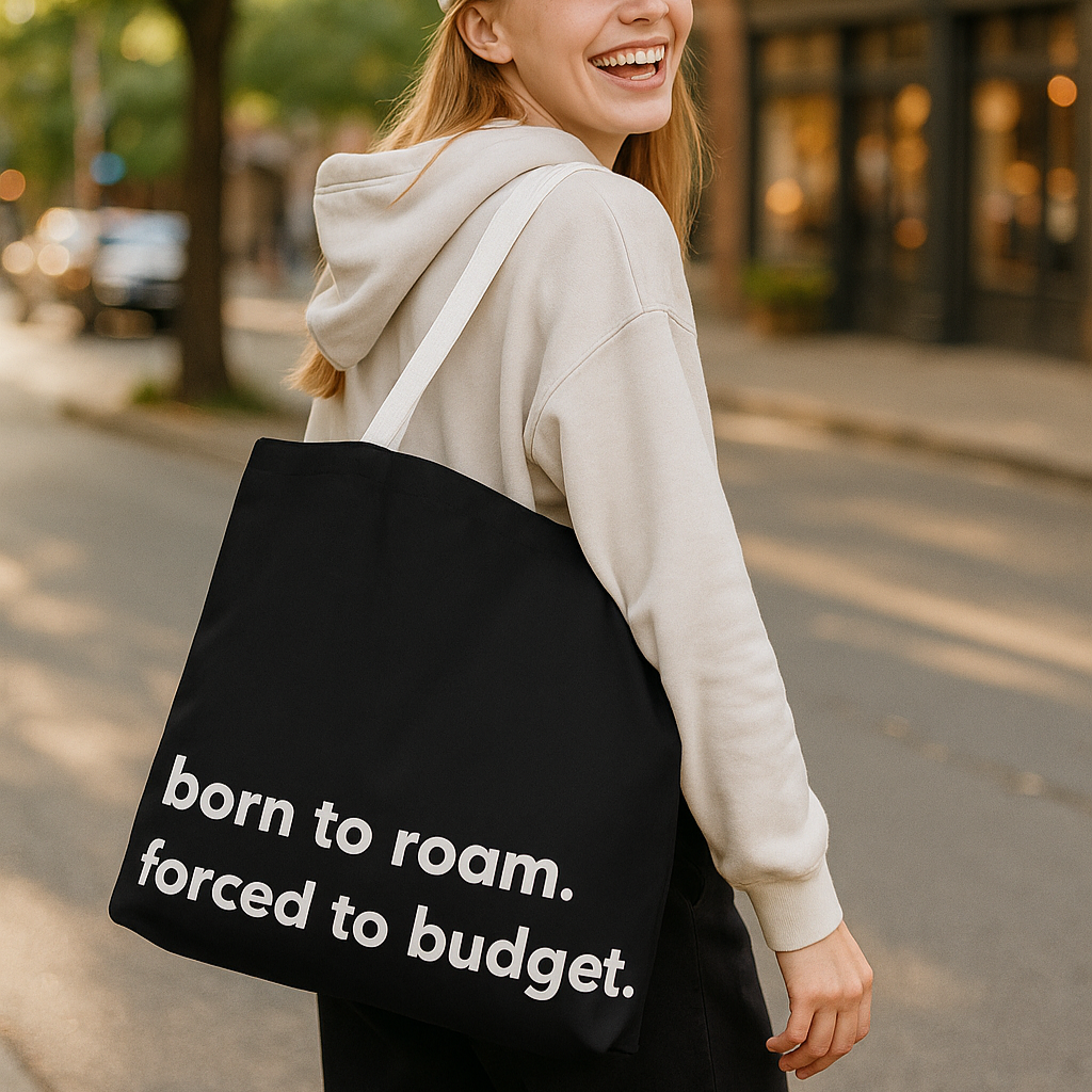 born to roam tote – black
