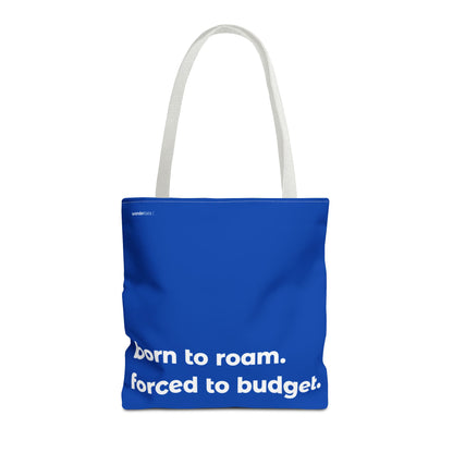 born to roam tote – blue