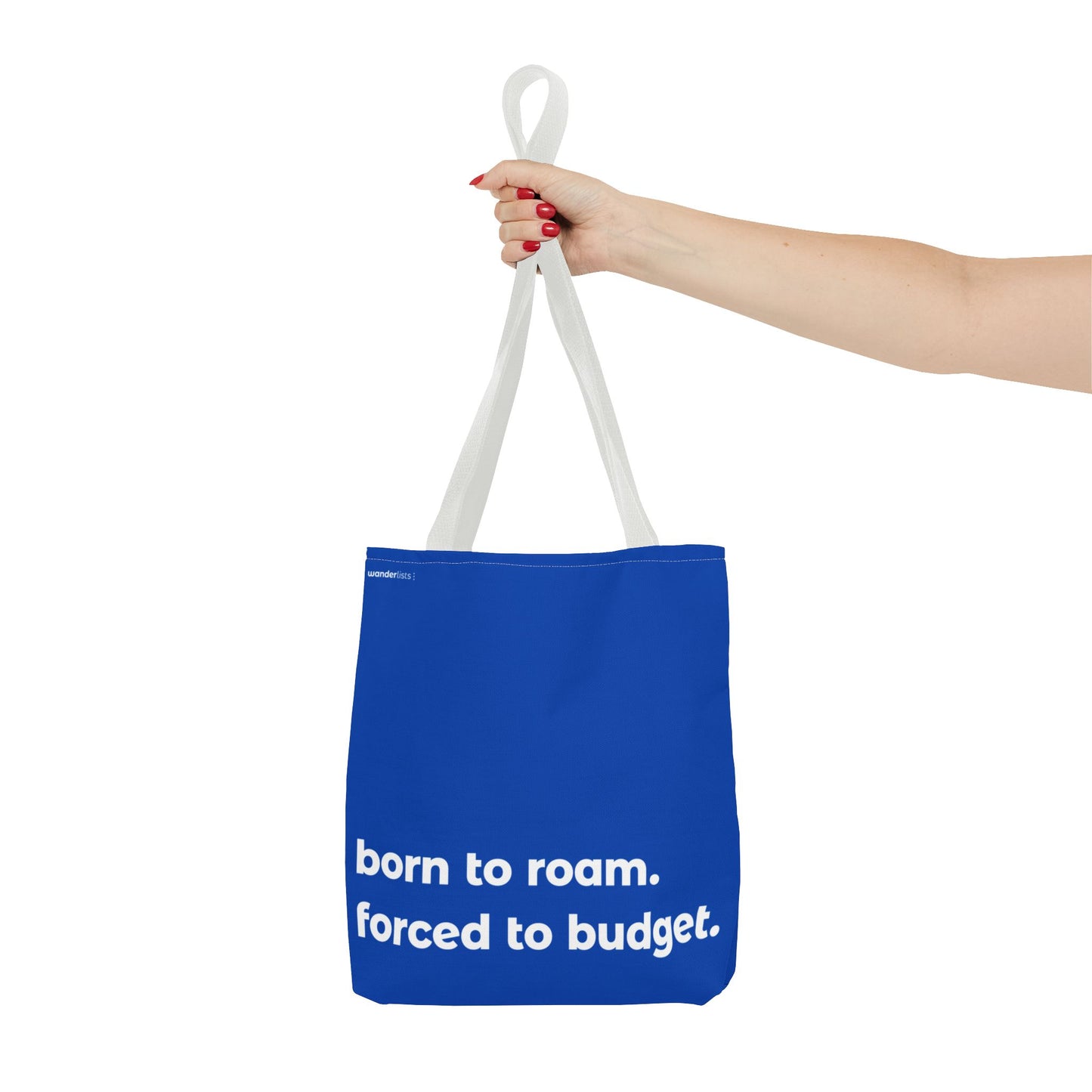 born to roam tote – blue