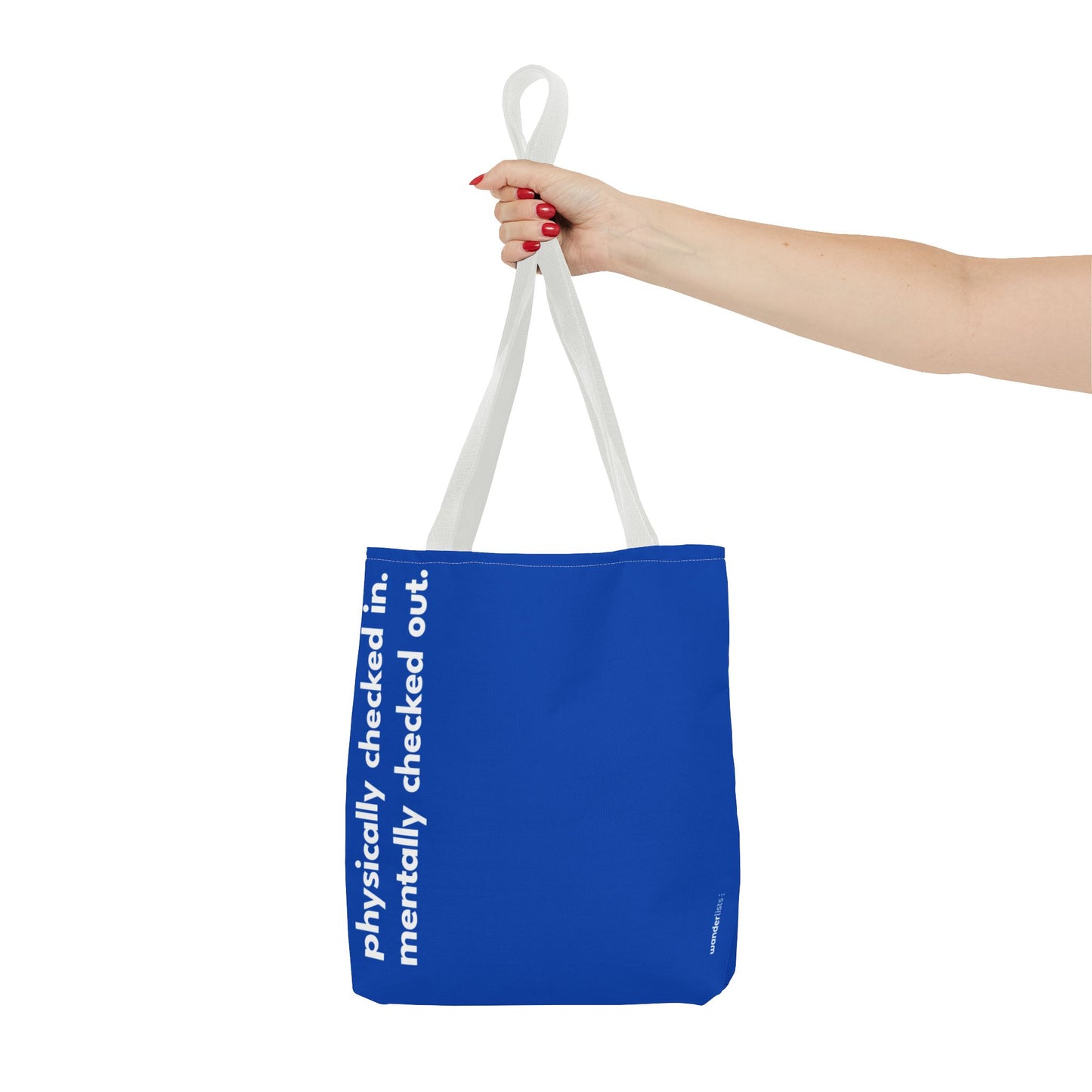 mentally checked out tote – blue