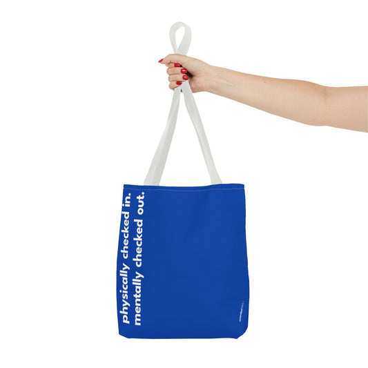 mentally checked out tote – blue