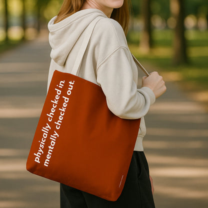 mentally checked out tote – terracotta